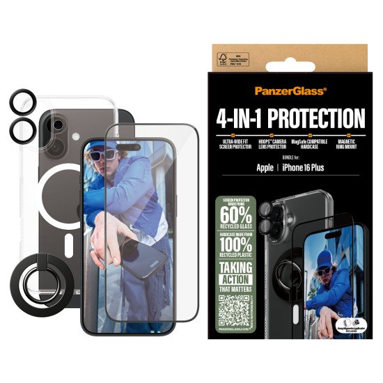 PanzerGlass ® 4-in-1 Protection Bundle iPhone 16 Plus Protection d'écran transparent Apple 1 pièce(s)