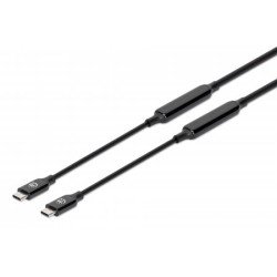 Manhattan Câble USB-C vers USB-C actif, 5 m, mâle à mâle, 10 Gbit/s (USB 3.1), 3 A (charge rapide), noir, garantie à vie