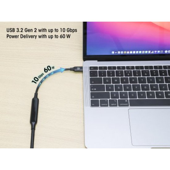 Manhattan Câble USB-C vers USB-C actif, 3 m, mâle à mâle, 10 Gbit/s (USB 3.2 Gen 2 / USB 3.1), 3 A (charge rapide), noir, garantie à vie