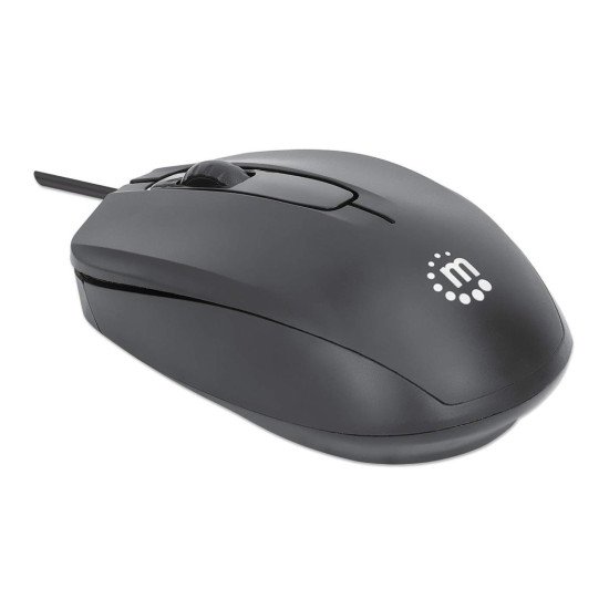 Manhattan Souris USB filaire Comfort II, 1000 dpi, optique, ambidextre, 3 boutons + molette, noire, garantie 3 ans