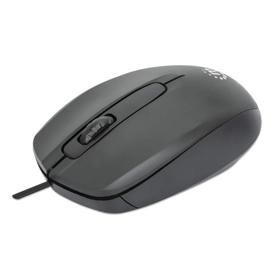 Manhattan Souris USB filaire Comfort II, 1000 dpi, optique, ambidextre, 3 boutons + molette, noire, garantie 3 ans