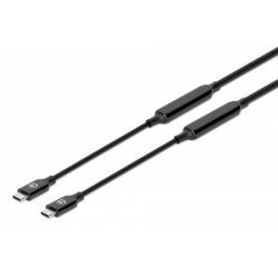 Manhattan Câble USB-C vers USB-C actif, 3 m, mâle à mâle, 10 Gbit/s (USB 3.2 Gen 2 / USB 3.1), 3 A (charge rapide), noir, garantie à vie