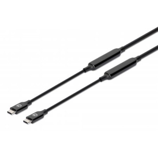 Manhattan Câble USB-C vers USB-C actif, 3 m, mâle à mâle, 10 Gbit/s (USB 3.2 Gen 2 / USB 3.1), 3 A (charge rapide), noir, garantie à vie