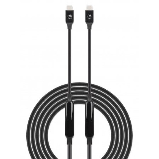 Manhattan Câble USB-C vers USB-C actif, 3 m, mâle à mâle, 10 Gbit/s (USB 3.2 Gen 2 / USB 3.1), 3 A (charge rapide), noir, garantie à vie