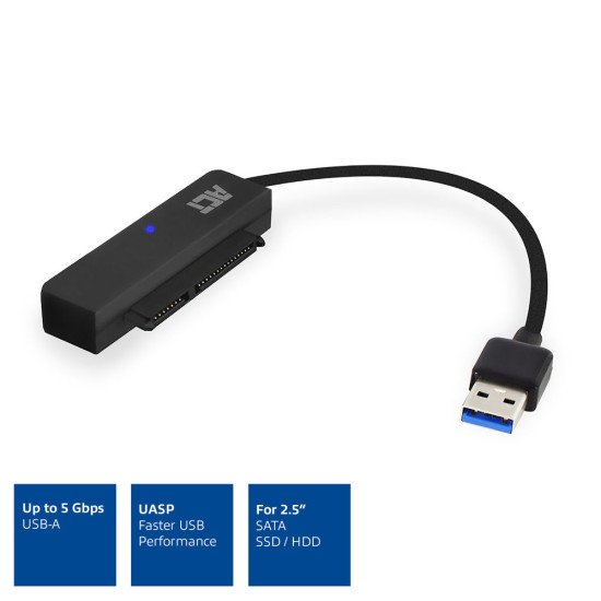 ACT AC1510 changeur de genre de câble SATA USB Type-A Noir