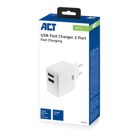 ACT AC2125 chargeur d'appareils mobiles Blanc Intérieure