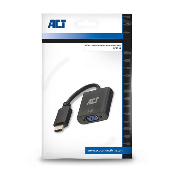 ACT AC7535 câble vidéo et adaptateur 0,23 m HDMI Type A (Standard) VGA (D-Sub) Noir