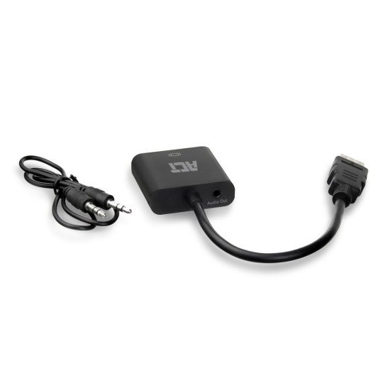 ACT AC7535 câble vidéo et adaptateur 0,23 m HDMI Type A (Standard) VGA (D-Sub) Noir