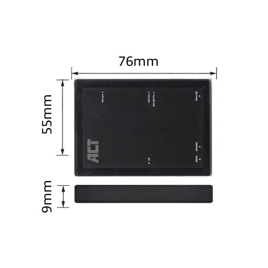 ACT AC6370 lecteur de carte mémoire USB 3.2 Gen 1 (3.1 Gen 1) Type-A Noir