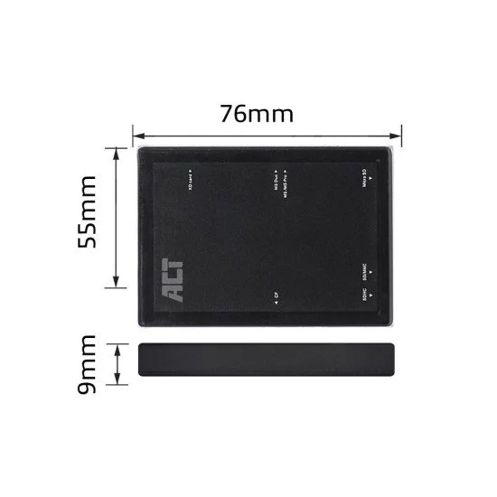 ACT AC6370 lecteur de carte mémoire USB 3.2 Gen 1 (3.1 Gen 1) Type-A Noir ACT AC6370 lecteur de carte mémoire USB 3.2 Gen 1 (3.1 Gen 1) Type-A Noir