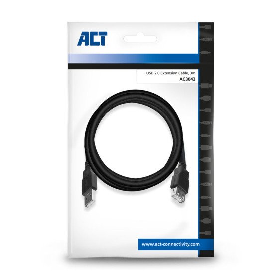 ACT AC3043 câble USB 3 m USB 2.0 USB A Noir