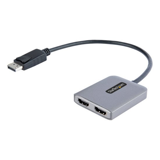 StarTech.com Hub DisplayPort HDMI Double - Dual HDMI 4K 60Hz - Hub DP vers HDMI MST - Convertisseur DisplayPort Mâle vers HDMI Femelle - Convertisseur DP vers 2x HDMI avec Câble de 30cm - DisplayPort splitter Hub