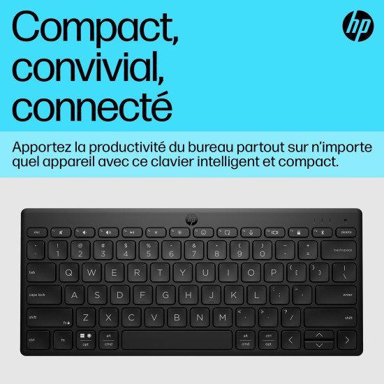 HP 355 Compact Multi-Device KBD AZERTY clavier Maison Bluetooth Noir HP 355 Compact Multi-Device KBD AZERTY clavier Maison Bluetooth Noir