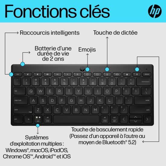 HP Clavier Bluetooth multi-appareil compact 355