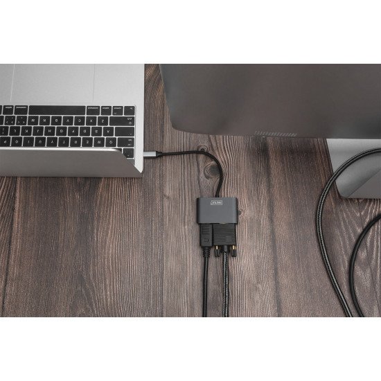 Digitus Adaptateur graphique USB Type-C™ 4K 2 en 1 Mini DisplayPort + VGA Digitus Adaptateur graphique USB Type-C™ 4K 2 en 1 Mini DisplayPort + VGA