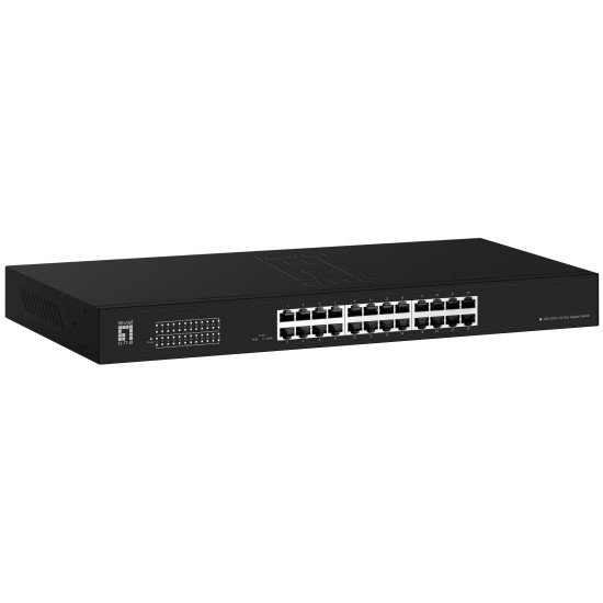 LevelOne Switch 24x GE GEU-2431 19\" Rack Mount Kit Non-géré Gigabit Ethernet (10/100/1000) 1U Noir