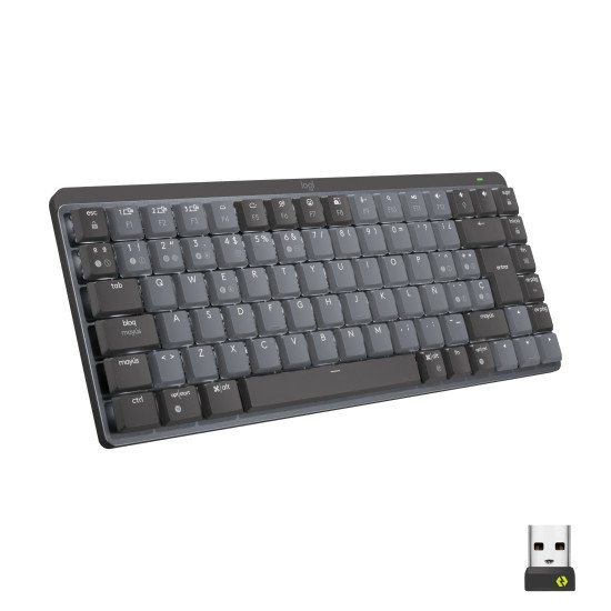 Logitech MX Mini Mechanical clavier RF sans fil + Bluetooth QWERTY US International Graphite, Gris