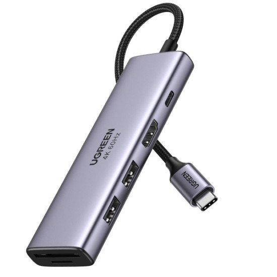 Ugreen 6-in-1 USB-C Hub USB Type-C 5000 Mbit/s Argent