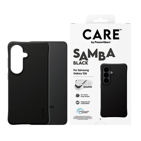 PanzerGlass CARE™ by ® Samba Case Black w. Qi Samsung Galaxy S26 coque de protection pour téléphones portables Housse Noir