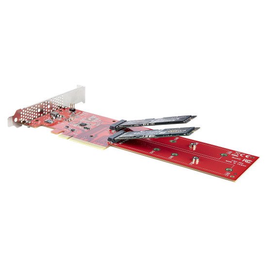 StarTech.com Adaptateur PCIe M.2 - PCIe x8/ x16 vers Double NVMe ou AHCI M.2 SSD - PCI Express 4.0, 7,8 Gbps par Disque, Bifurcation Requise - Carte PCIe Dual M.2 - Compatible Windows/Linux