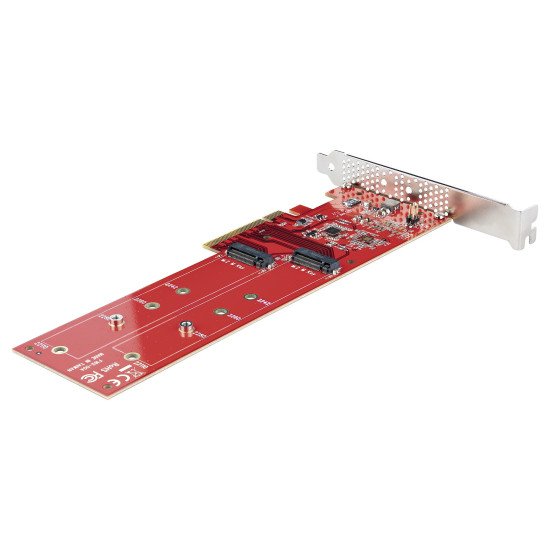 StarTech.com Adaptateur PCIe M.2 - PCIe x8/ x16 vers Double NVMe ou AHCI M.2 SSD - PCI Express 4.0, 7,8 Gbps par Disque, Bifurcation Requise - Carte PCIe Dual M.2 - Compatible Windows/Linux