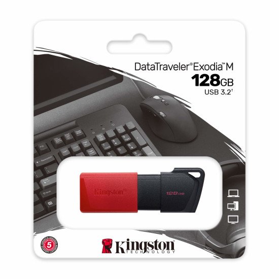Kingston DataTraveler Exodia M clé USB flash 128 Go USB Type-A 3.2 Gen 1 (3.1 Gen 1) Noir, Rouge
