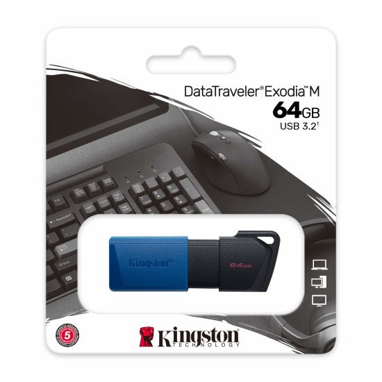 Kingston DataTraveler Exodia M clé USB flash 64 Go USB Type-A 3.2 Gen 1 (3.1 Gen 1) Noir, Bleu