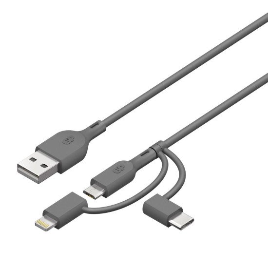 GP Batteries CY1N câble USB 1 m USB A USB C/Micro-USB B/Lightning Gris