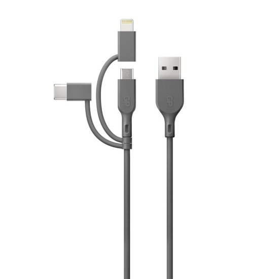 GP Batteries CY1N câble USB 1 m USB A USB C/Micro-USB B/Lightning Gris