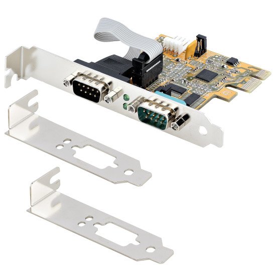 StarTech.com Carte Série PCI Express à 2 ports - Carte d'Extension Série PCIe vers RS232 (DB9) - Adaptateur PCIe avec UART 16C1050, Supports Standard ou Profil Bas - Carte PCIe 2 Ports, Rétention COM, Win et Linux