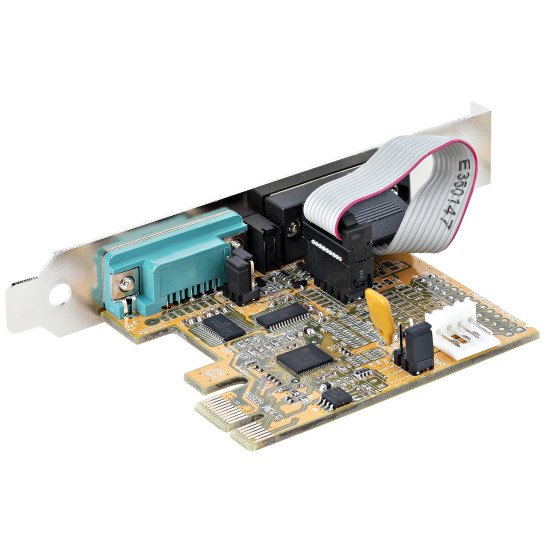 StarTech.com Carte Série PCI Express à 2 ports - Carte d'Extension Série PCIe vers RS232 (DB9) - Adaptateur PCIe avec UART 16C1050, Supports Standard ou Profil Bas - Carte PCIe 2 Ports, Rétention COM, Win et Linux