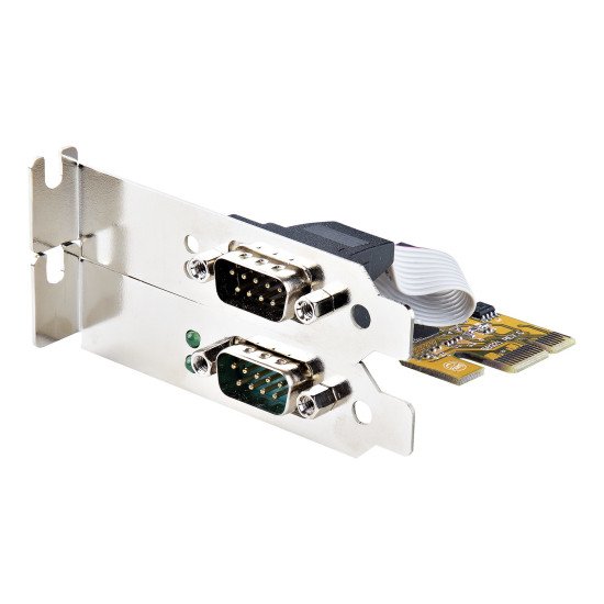 StarTech.com Carte Série PCI Express à 2 ports - Carte d'Extension Série PCIe vers RS232 (DB9) - Adaptateur PCIe avec UART 16C1050, Supports Standard ou Profil Bas - Carte PCIe 2 Ports, Rétention COM, Win et Linux