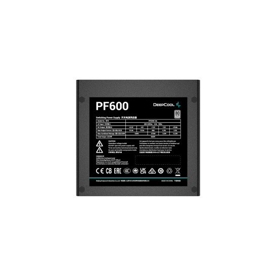 DeepCool PF600 unité d'alimentation d'énergie 600 W 20+4 pin ATX ATX Noir DeepCool PF600 unité d'alimentation d'énergie 600 W 20+4 pin ATX ATX Noir