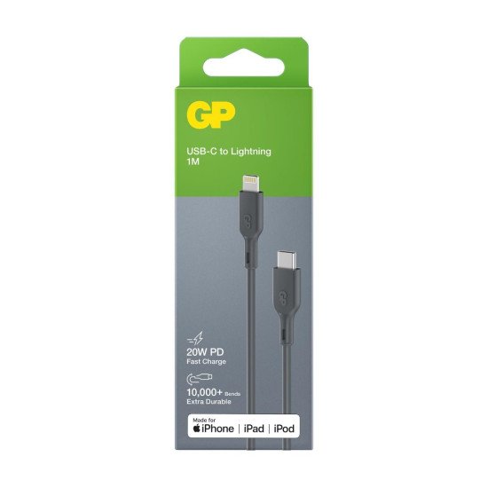 GP Batteries CL1P câble USB 1 m USB C Lightning Gris