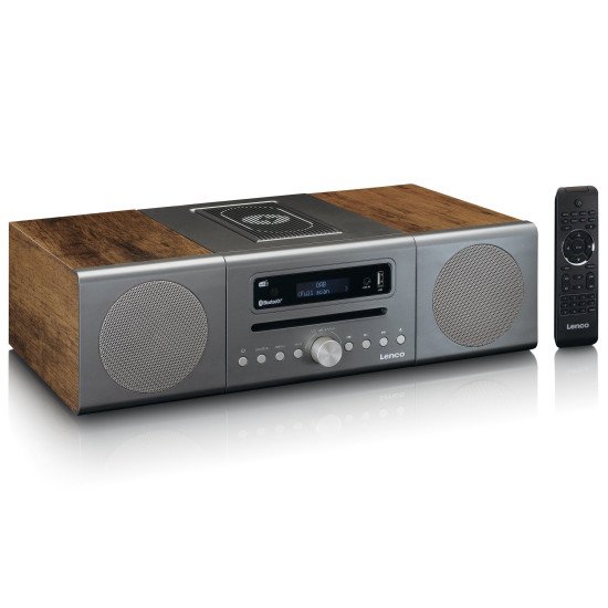 Lenco MC-175SI ensemble audio pour la maison Système micro audio domestique 40 W Argent, Bois