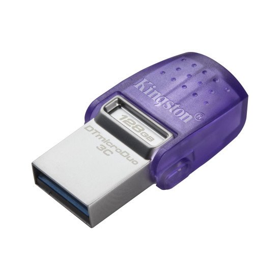 Kingston Technology DataTraveler microDuo 3C lecteur USB flash 128 Go USB Type-A / USB Type-C 3.2 Gen 1 (3.1 Gen 1) Acier inoxydable, Violet