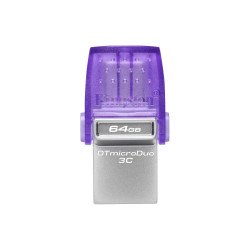 Kingston Technology DataTraveler microDuo 3C lecteur USB flash 64 Go USB Type-A / USB Type-C 3.2 Gen 1 (3.1 Gen 1) Violet, Acier inoxydable Kingston Technology DataTraveler microDuo 3C lecteur USB flash 64 Go USB Type-A / USB Type-C 3.2 Gen 1 (3.1 Gen 1) Violet, Acier inoxydable