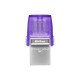 Kingston Technology DataTraveler microDuo 3C lecteur USB flash 64 Go USB Type-A / USB Type-C 3.2 Gen 1 (3.1 Gen 1) Violet, Acier inoxydable