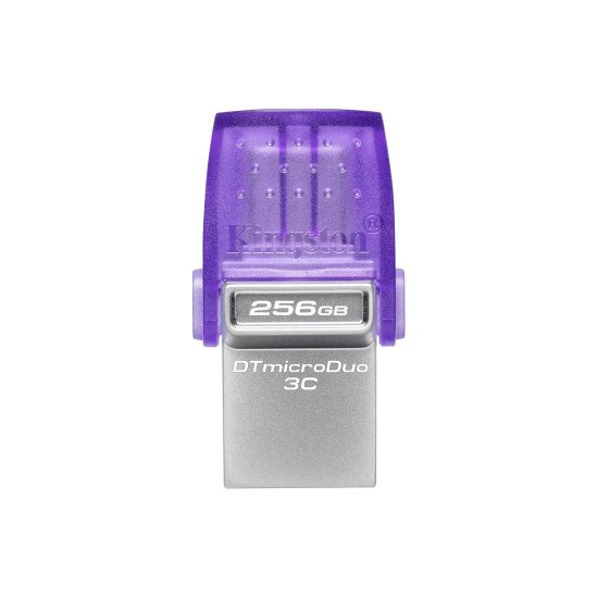 Kingston Technology DataTraveler microDuo 3C lecteur USB flash 256 Go USB Type-A / USB Type-C 3.2 Gen 1 (3.1 Gen 1) Acier inoxydable, Violet