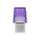 Kingston Technology DataTraveler microDuo 3C lecteur USB flash 256 Go USB Type-A / USB Type-C 3.2 Gen 1 (3.1 Gen 1) Acier inoxydable, Violet