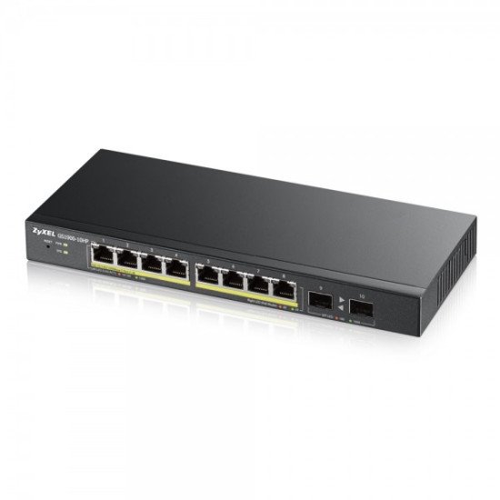 Zyxel GS1900-8HP v3 PoE Géré L2 Gigabit Ethernet (10/100/1000) Connexion Ethernet, supportant l'alimentation via ce port (PoE) Noir