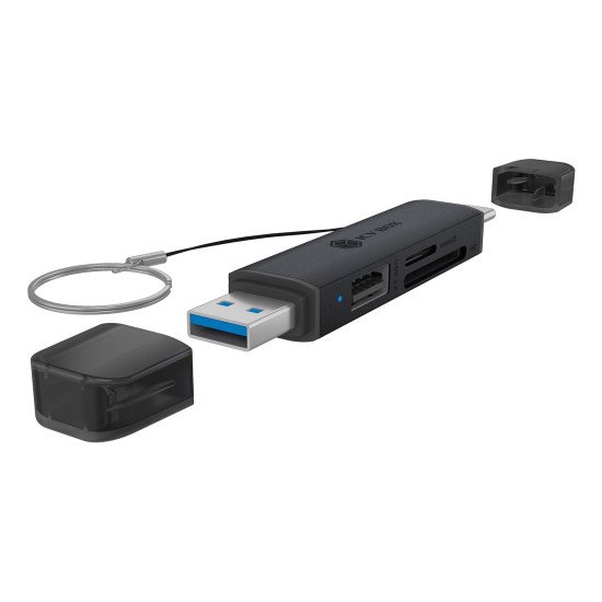 ICY BOX Lecteur de cartes 3 en 1 via l'interface USB Type-A & USB Type-C