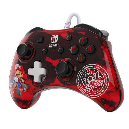 PDP Rock Candy: Mario Punch Rouge, Translucide USB Manette de jeu Analogique/Numérique Nintendo Switch, Nintendo Switch Lite, Nintendo Switch OLED