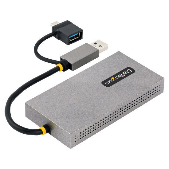 StarTech.com Adaptateur USB vers Double HDMI - USB A/C vers 2 Écrans HDMI (1x 4K30Hz, 1x 1080p) - Dongle Intégré USB-A vers C, Câble de 11cm - Adaptateur USB 3.0 vers HDMI - Convertisseur USB HDMI, Windows/MacOS