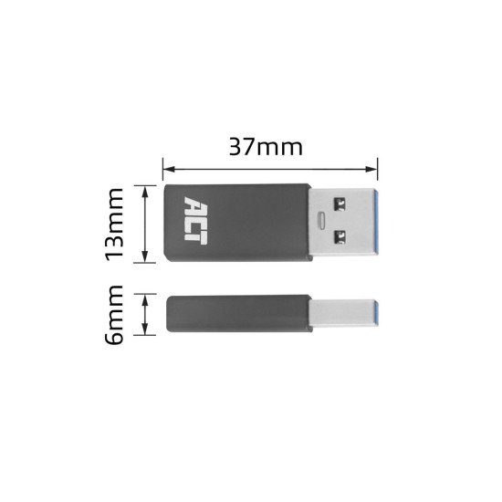 ACT AC7375 changeur de genre de câble USB Type-C USB Type-A Gris