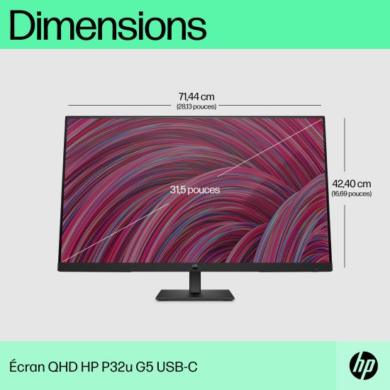 HP P32u G5 80 cm (31.5") 2560 x 1440 pixels Quad HD Noir HP P32u G5 80 cm (31.5") 2560 x 1440 pixels Quad HD Noir