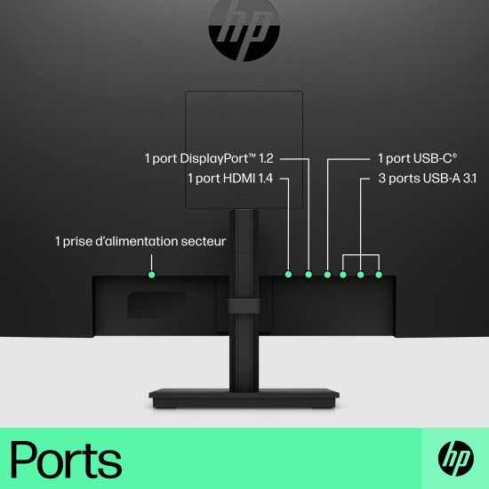 HP P32u G5 80 cm (31.5") 2560 x 1440 pixels Quad HD Noir