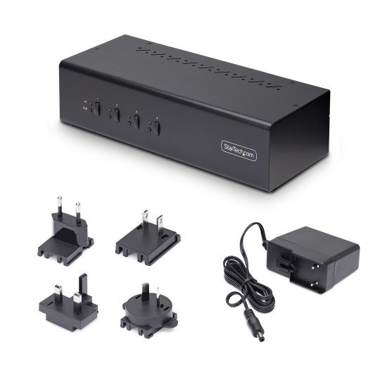 StarTech.com Switch KVM 4 Ports DisplayPort pour Deux Moniteurs, KVM 4K 60Hz, 2 Ports USB 5Gbps, 2 Ports USB 2.0 HID, Commutateur KVM avec Commutation par Touches et Boutons, Conforme TAA - Audio 3,5 mm, HDCP StarTech.com Switch KVM 4 Ports DisplayPort pour Deux Moniteurs, KVM 4K 60Hz, 2 Ports USB 5Gbps, 2 Ports USB 2.0 HID, Commutateur KVM avec Commutation par Touches et Boutons, Conforme TAA - Audio 3,5 mm, HDCP