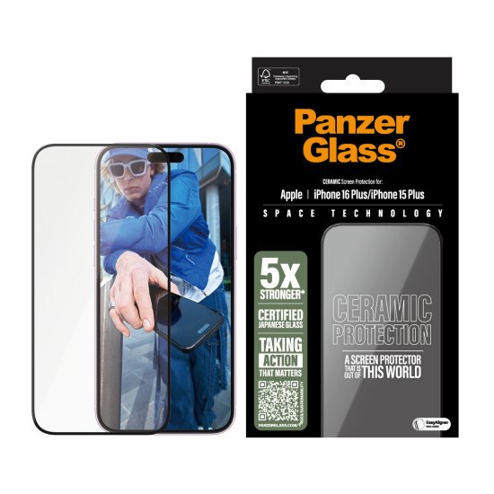 PanzerGlass ® Ceramic Screen Protector iPhone 16 Plus | 15 Plus | Ultra-Wide Fit Protection d'écran transparent Apple 1 pièce(s) PanzerGlass ® Ceramic Screen Protector iPhone 16 Plus | 15 Plus | Ultra-Wide Fit Protection d'écran transparent Apple 1 pièce(s)