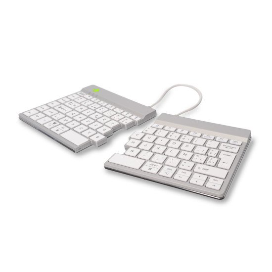 R-Go Tools Clavier ergonomique R-Go Split Break avec logiciel de pause, clavier ergonomique divisé, AZERTY (BE), bluetooth, blanc